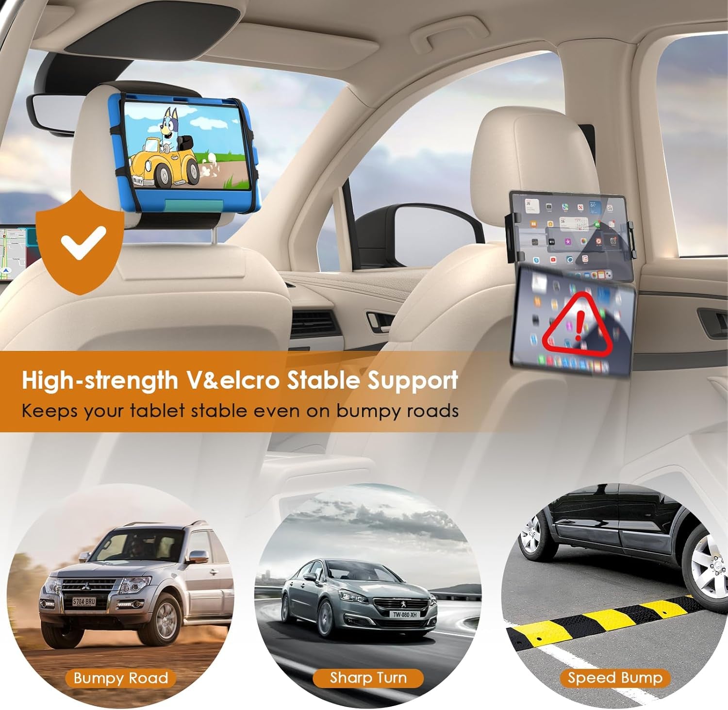 Universal Car Headrest Tablet Mount - Adjustable Holder for 7-12.9 Inch Devices - Perfect for Kids and Road Trips