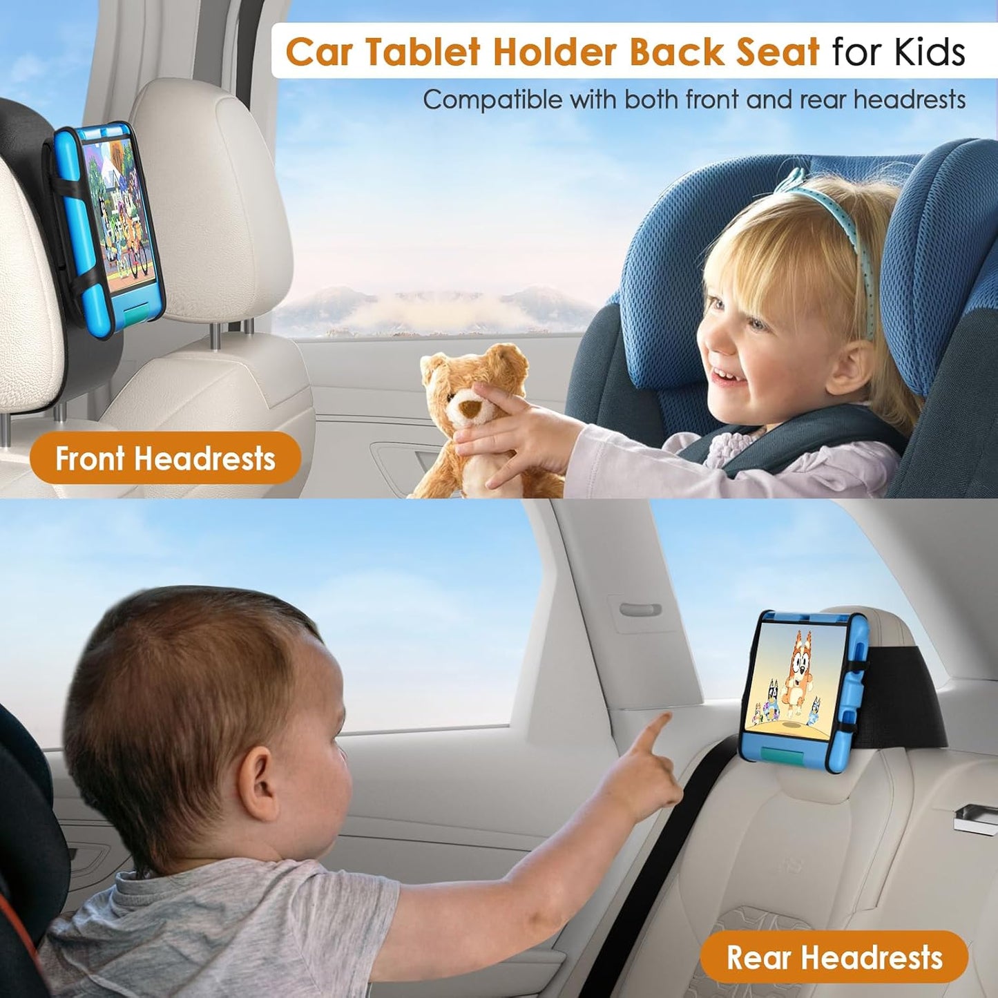 Universal Car Headrest Tablet Mount - Adjustable Holder for 7-12.9 Inch Devices - Perfect for Kids and Road Trips
