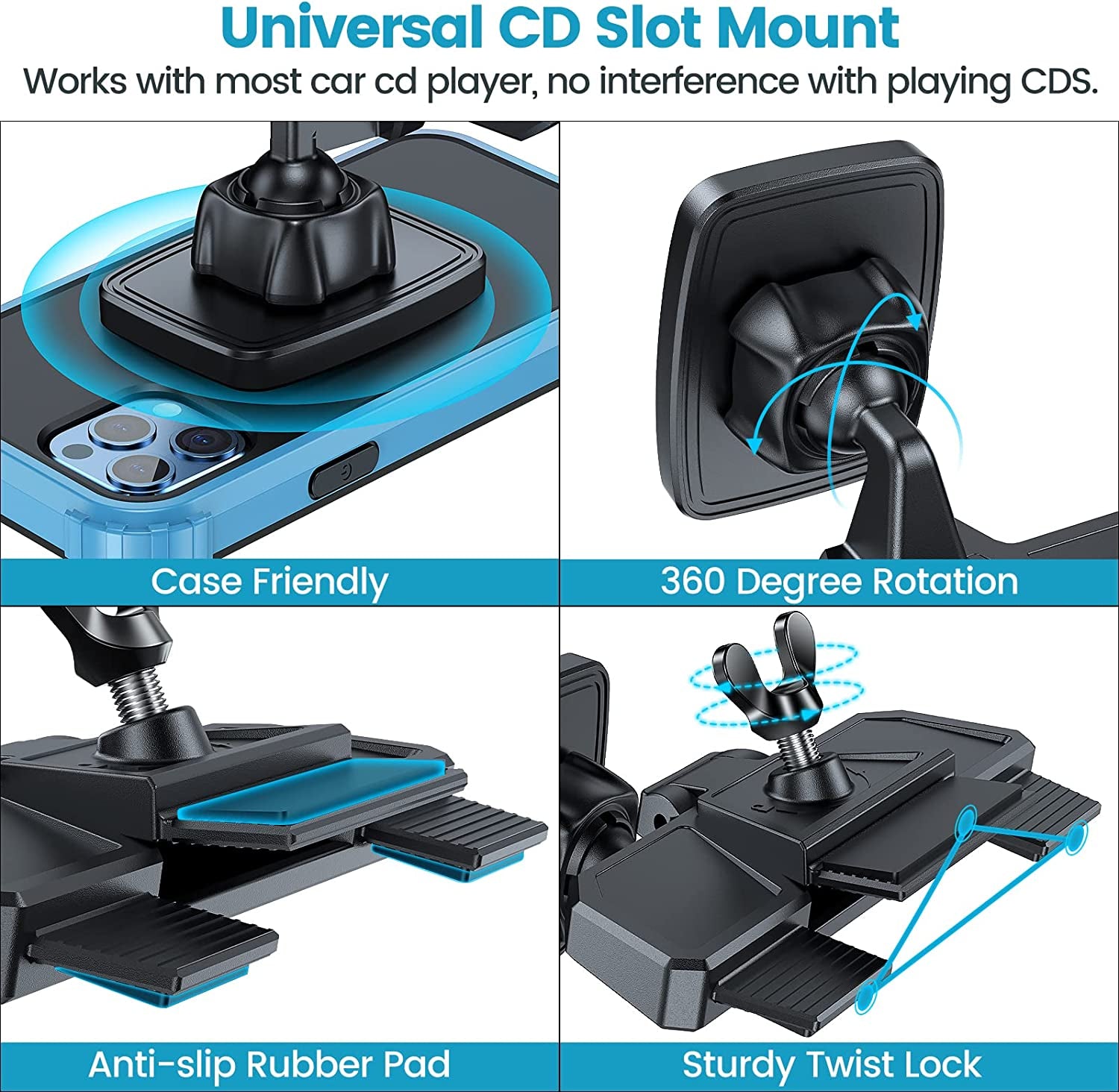 Revolutionary CD Slot Phone Mount - Secure, Magnetic, and 360° Adjustable for Ultimate Convenience